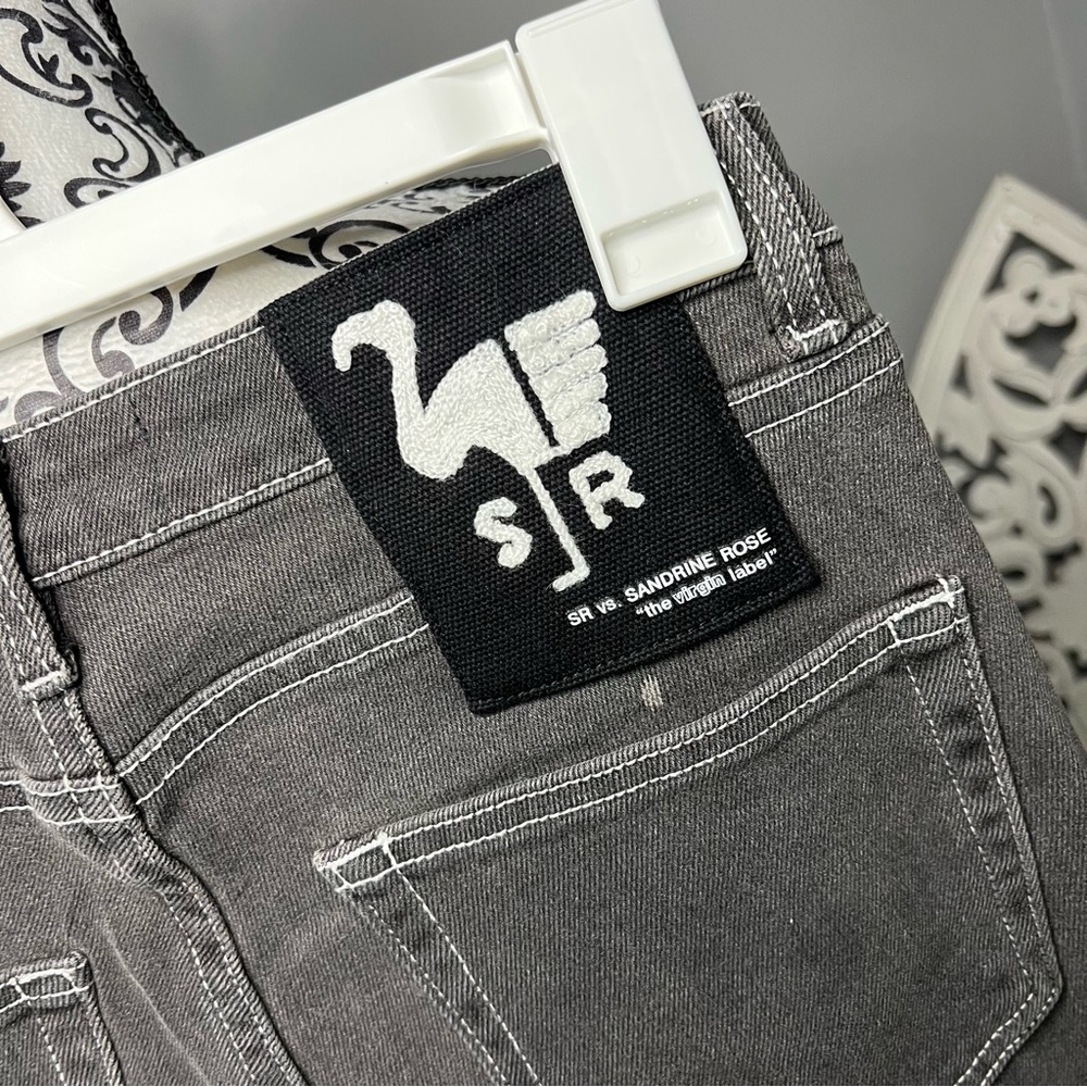 Free People x Sandrine Rose Polka Grey Medium Skinny Jean Size 26 NWT Boho - Picture 12 of 16